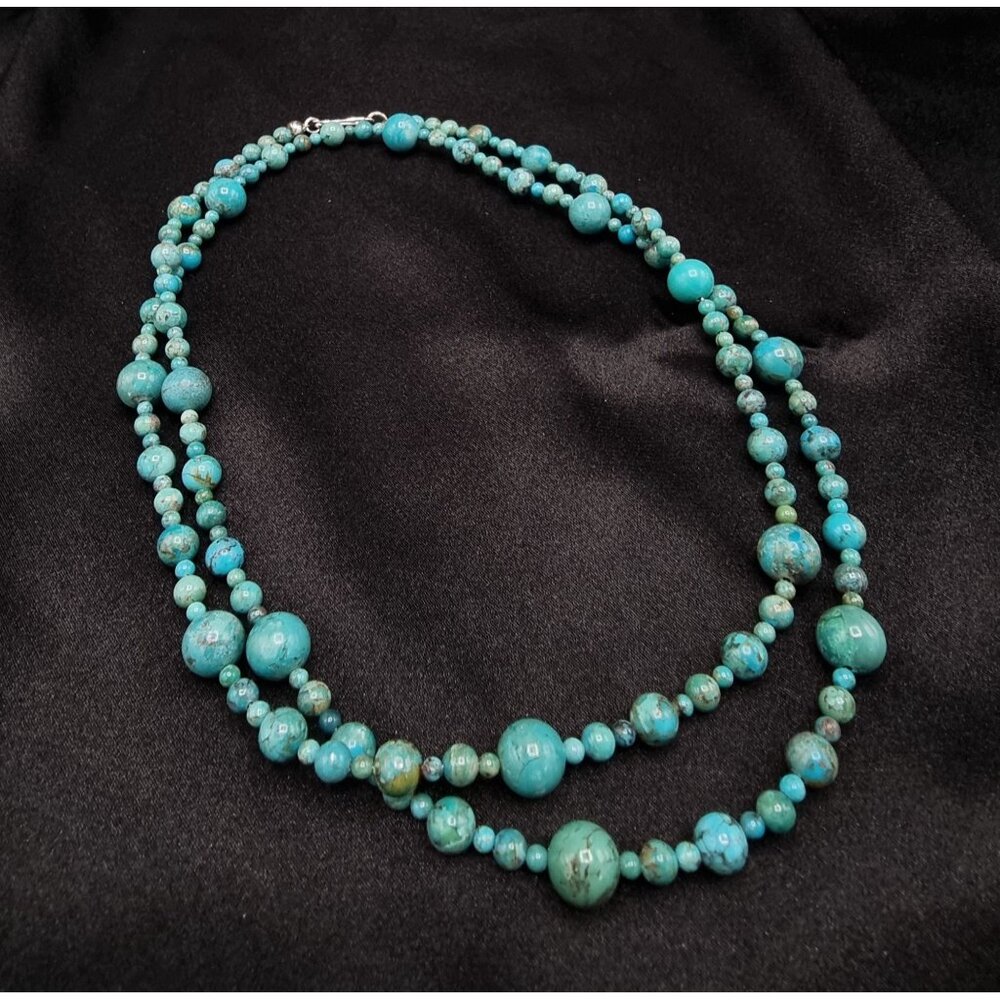 Jay King Mine Finds Real Turquoise Beaded Necklace With 925 Sterling 36 Inches